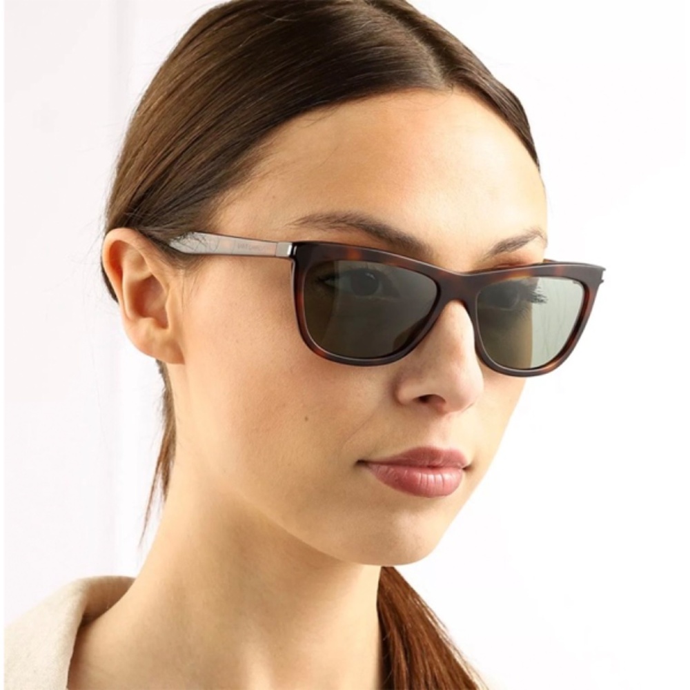 SAINT LAURENT WOMEN SL515 003 HAVANA GREEN CAT EYE SUNGLASSES. 58mm - Picture 2 of 16